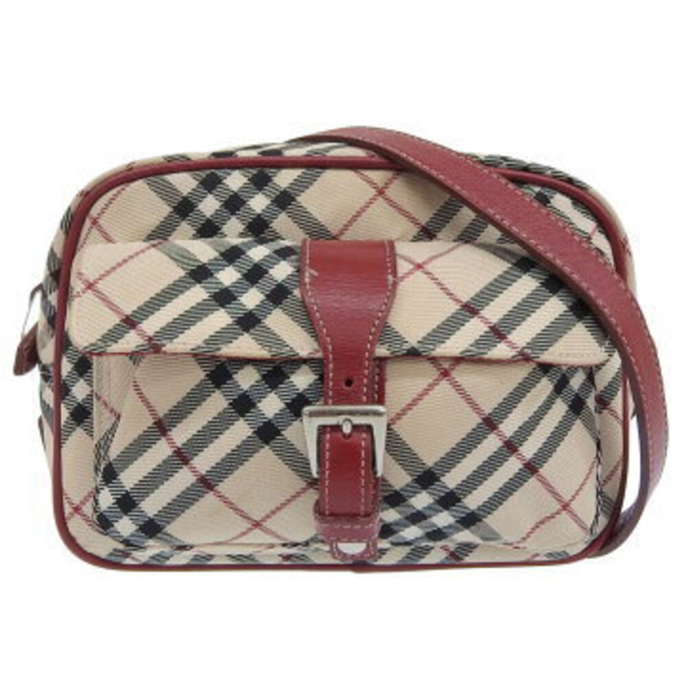Burberry Blue Label Crossbody Shoulder Bag Beige Tan Red Check